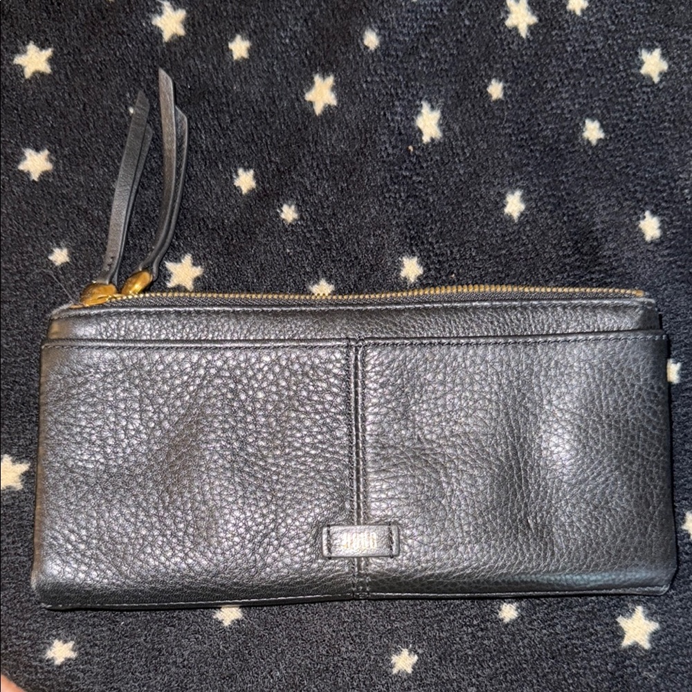 Black Leather Hobo Wallet